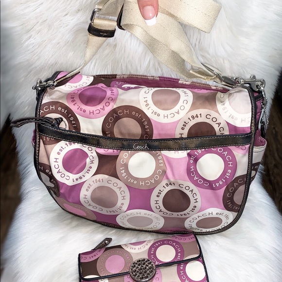 purple coach diaper bag